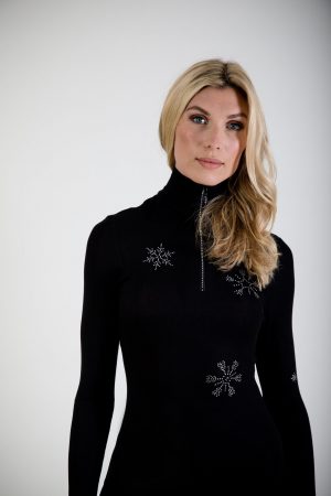S'No Queen: 'Flake' Zip polo: Black -0