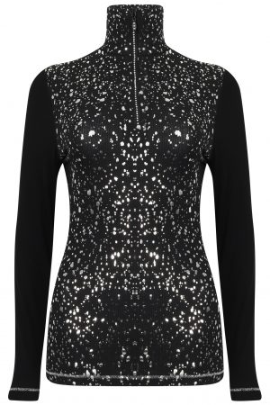 Gemini Zip Polo: Silver & Black -739