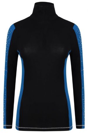 S'No Queen : DoubleStriper Polo: Black& Electric Blu: SQ Exclusive -0