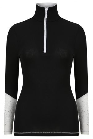 black and white zip polo